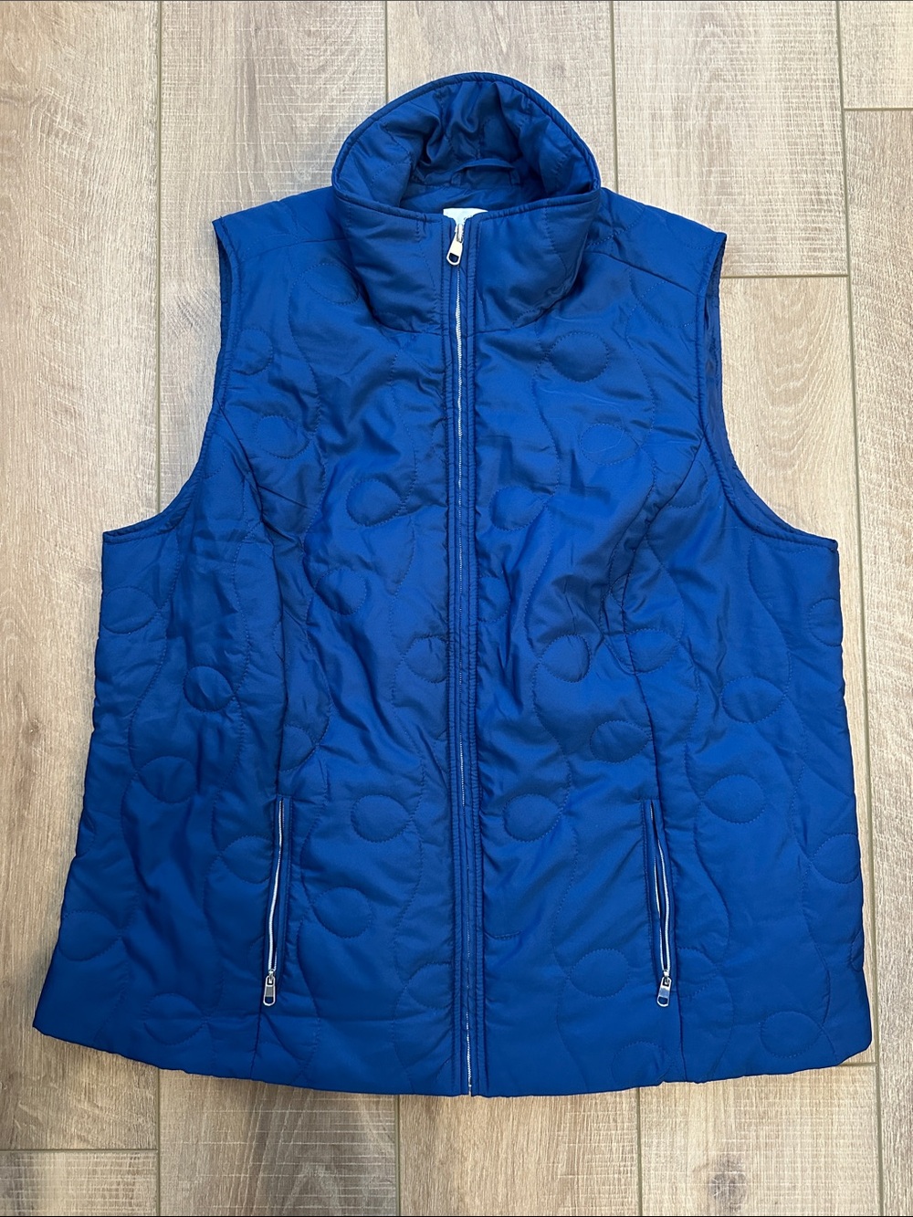 CJ Banks Colbalt Blue Quilted Sleeveless Vest